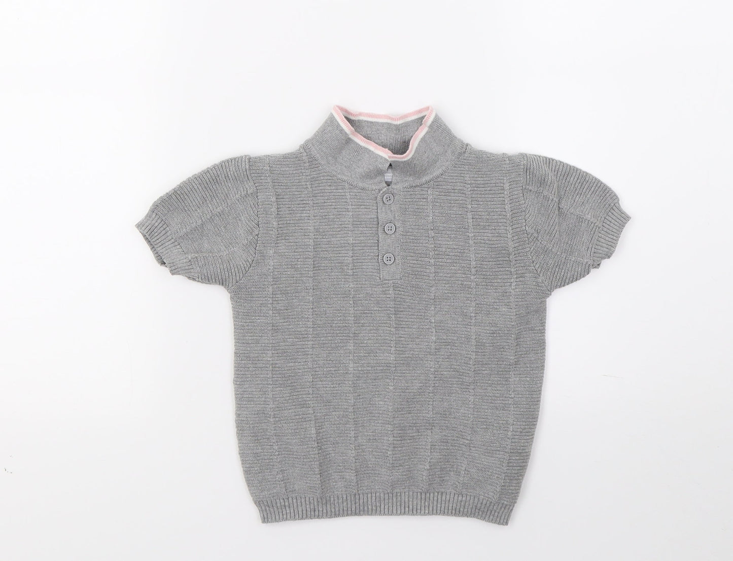 Primark Girls Grey  Knit Basic Polo Size 2-3 Years