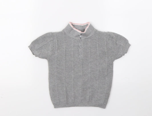 Primark Girls Grey  Knit Basic Polo Size 2-3 Years