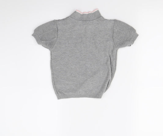 Primark Girls Grey  Knit Basic Polo Size 2-3 Years