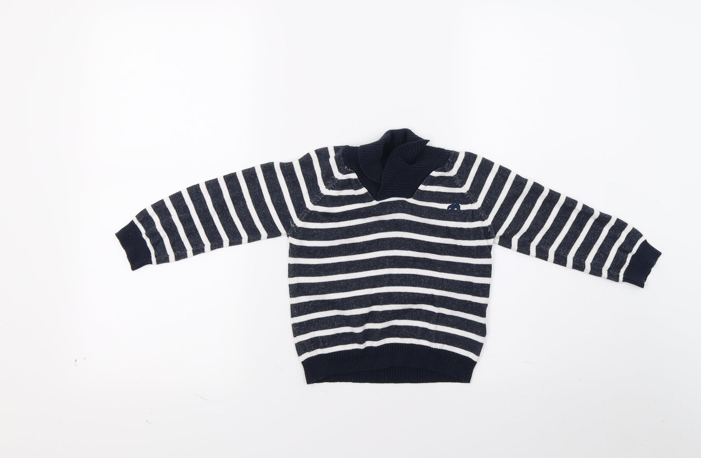 Primark Boys Blue Striped Knit Pullover Jumper Size 2-3 Years