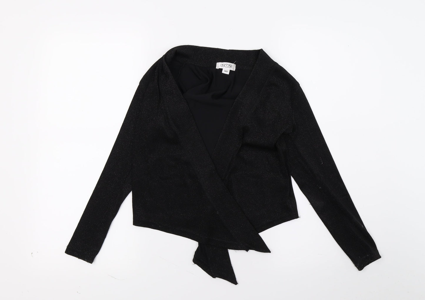 WOW Womens Black   Wrap Blouse Size 2XS