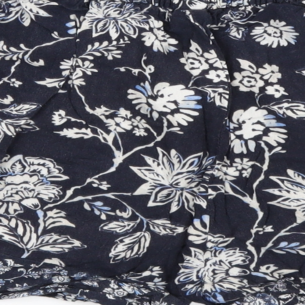 H&M Womens Blue Floral  Hot Pants Shorts Size 4
