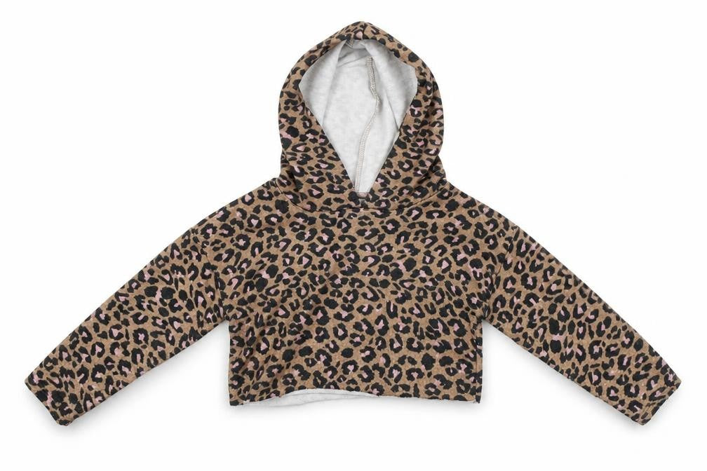 Front view of I Love girls’ wear girls multicoloured animal print pullover hoodie, size 7, years - cropped