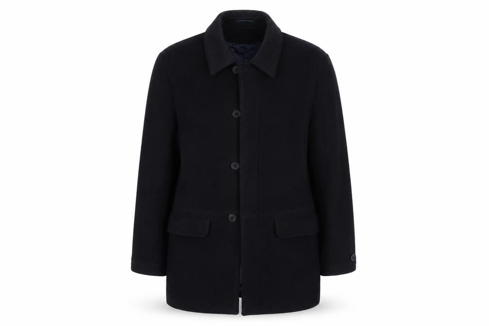 Front view of fraser women’s blue jacket coat, size UK 40