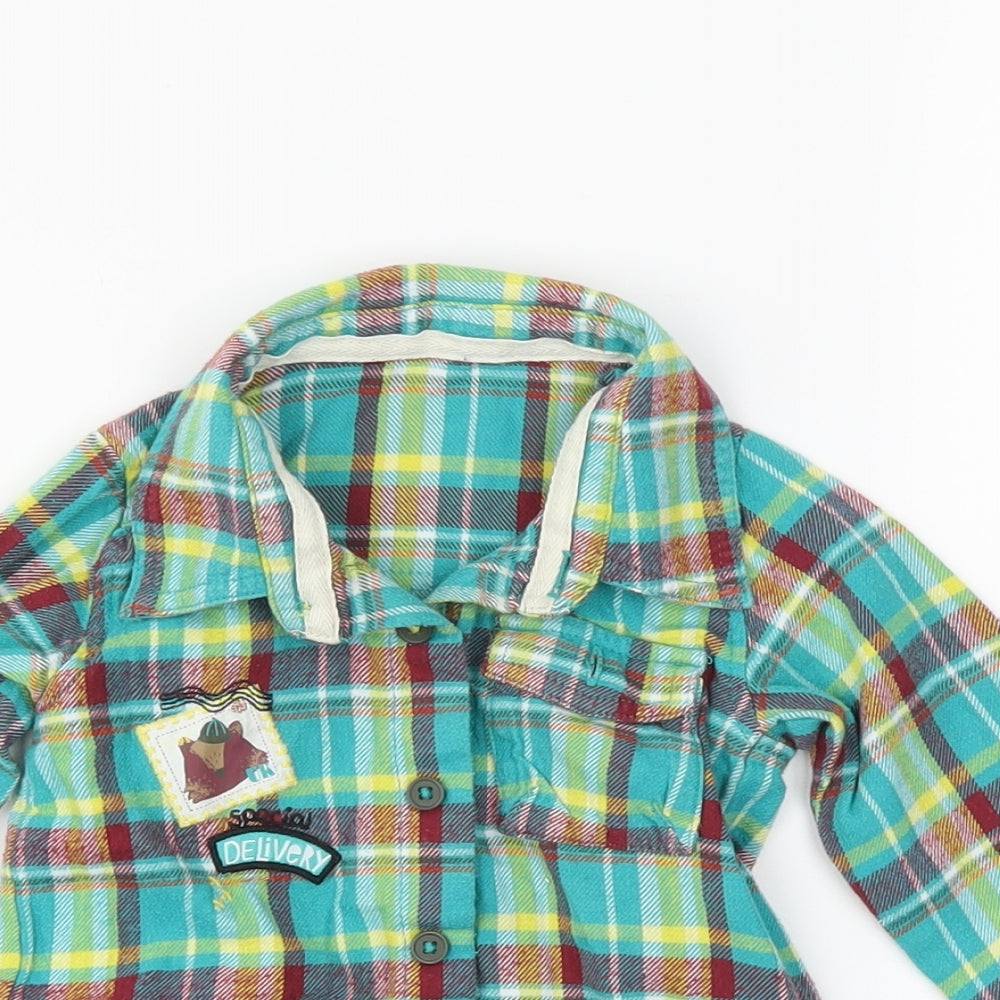 George Boys Green Plaid  Basic Button-Up Size 12-18 Months