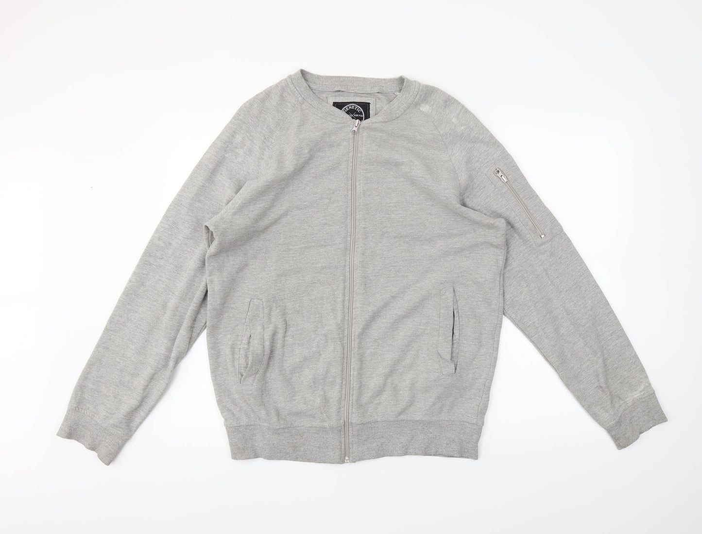 Genetic Apparel Mens Grey   Full Zip Sweatshirt Size L