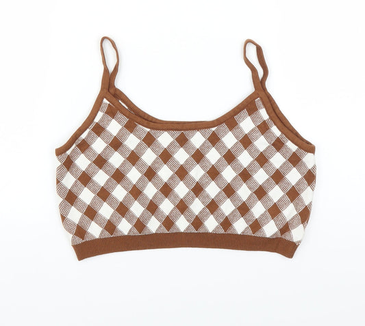 SheIn Girls Clear Argyle/Diamond  Cropped Tank Size 12-13 Years