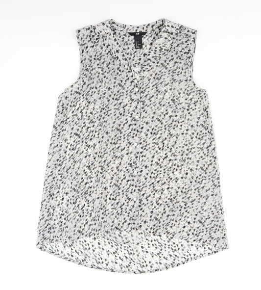 H&M Womens Grey Polka Dot  Basic Button-Up Size 8