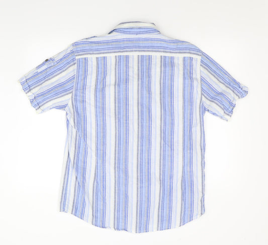 Lee Cooper Mens Blue Striped   Button-Up Size L