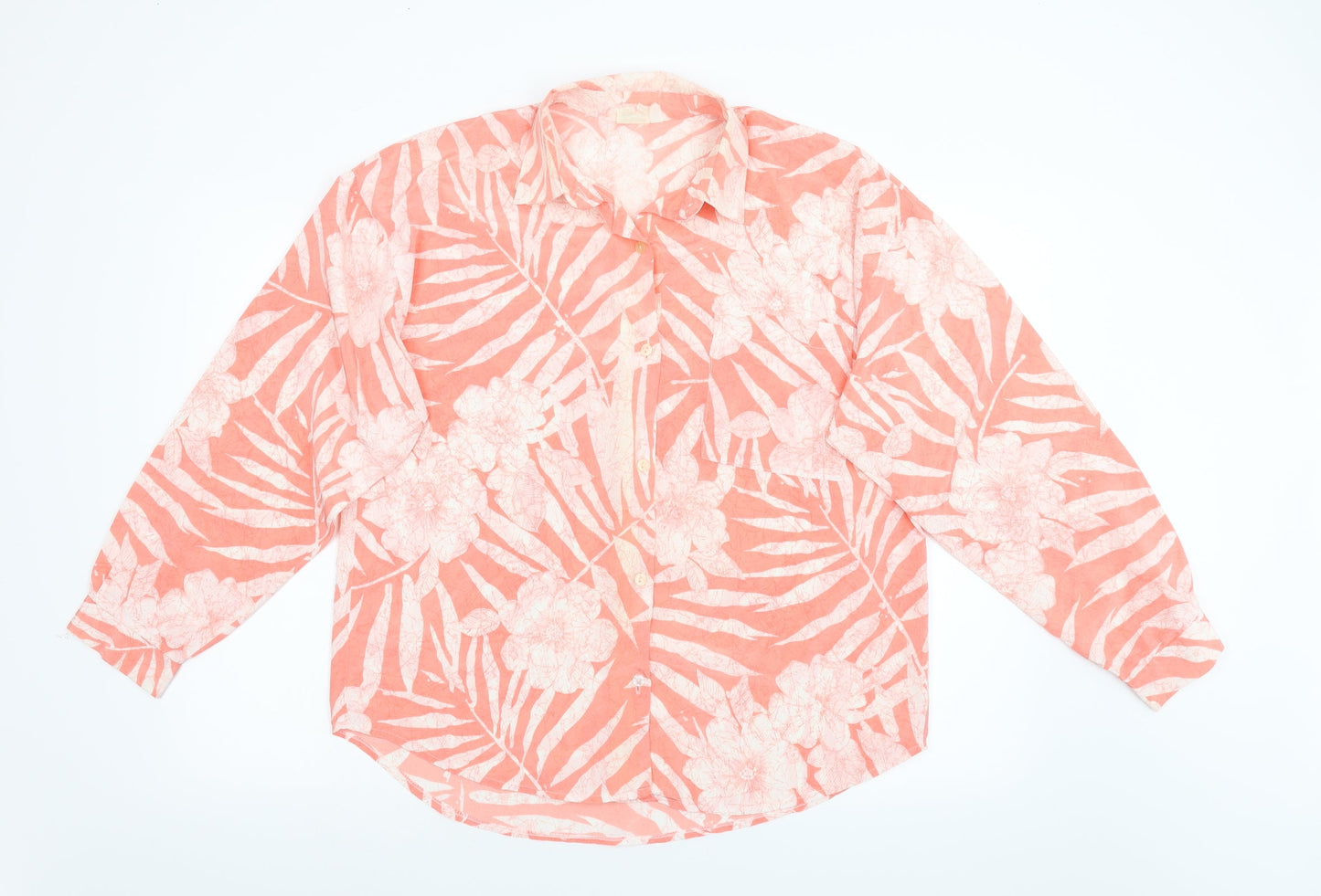 Preworn Womens Pink Floral  Basic Blouse Size 14