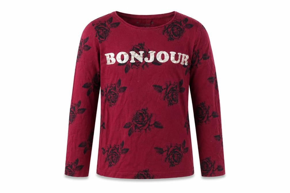 Front view of Primark girls’ purple floral basic t-shirt, size 8, years - bonjour