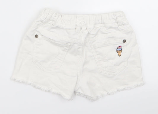 m&s Boys White   Chino Shorts Size 6 Years - palm tree
