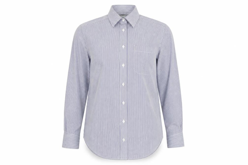 Marks & Spencer Womens Blue Striped  Basic Button-Up Size 32