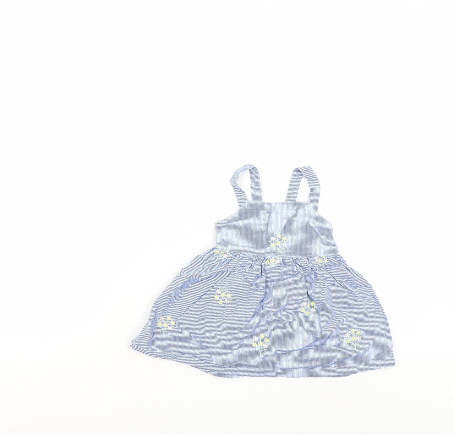 Preworn Girls Blue Striped  Tank Dress  Size 12-18 Months