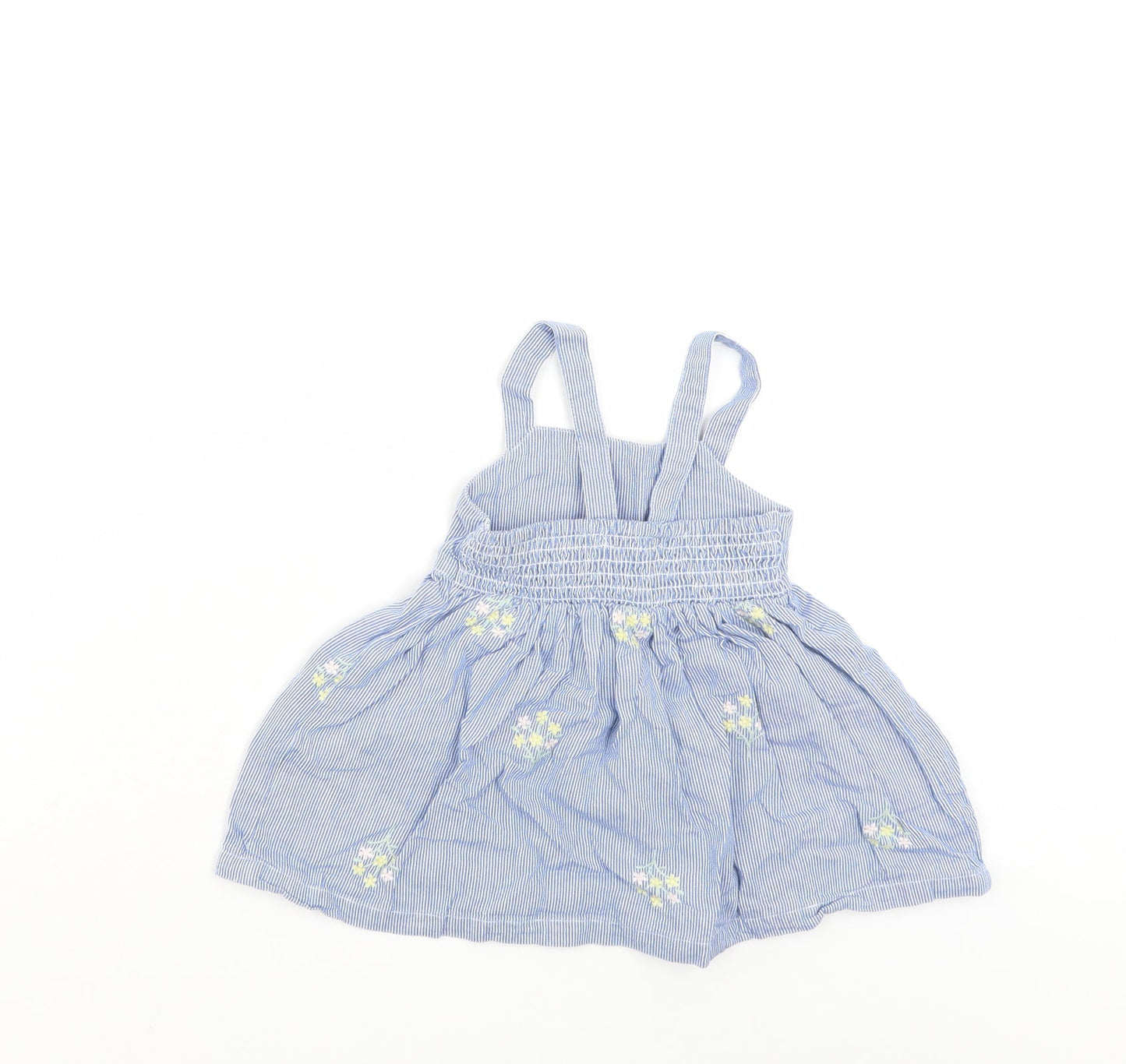 Preworn Girls Blue Striped  Tank Dress  Size 12-18 Months