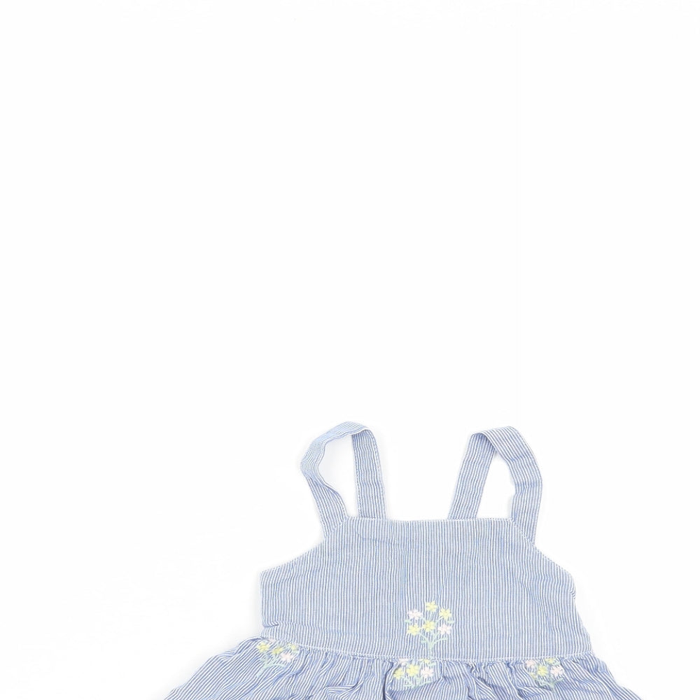 Preworn Girls Blue Striped  Tank Dress  Size 12-18 Months