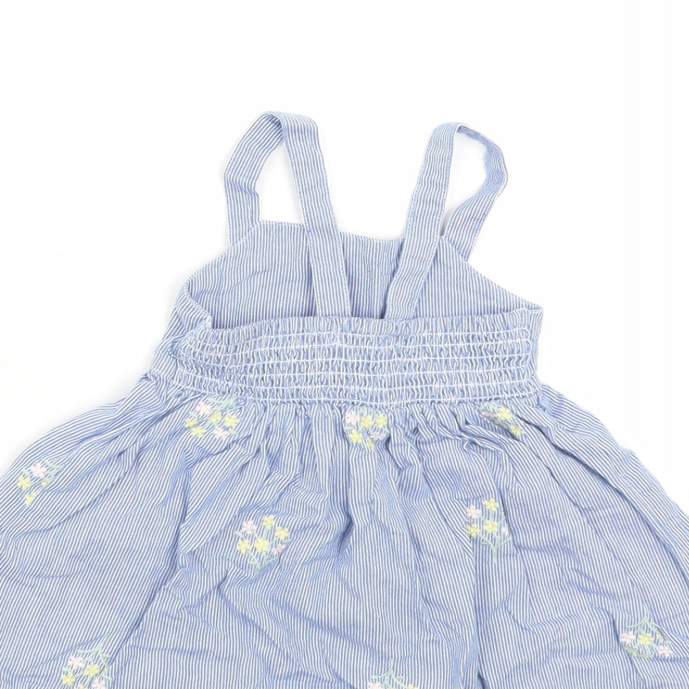 Preworn Girls Blue Striped  Tank Dress  Size 12-18 Months