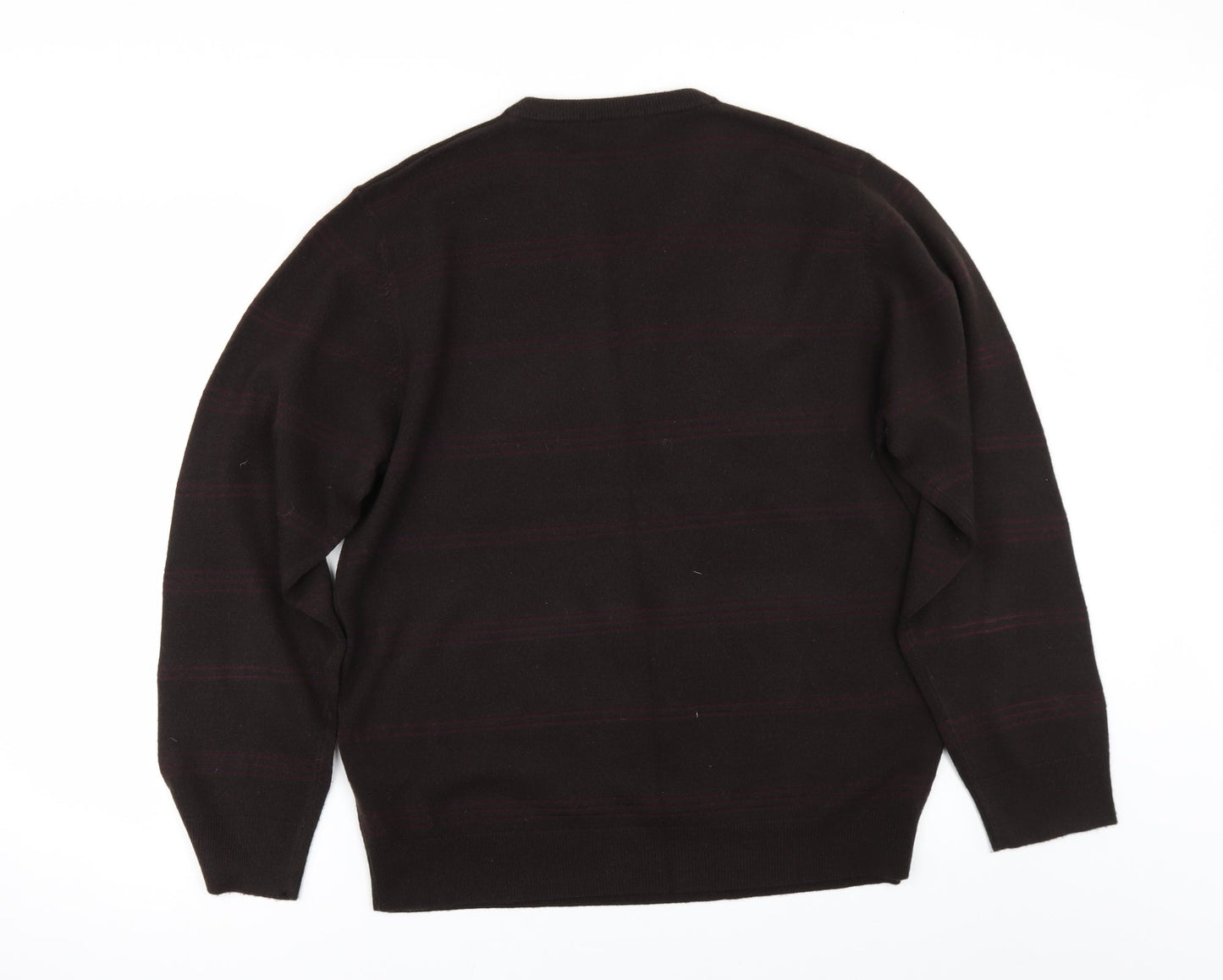 Marks and Spencer Mens Brown Striped  Pullover Jumper Size L