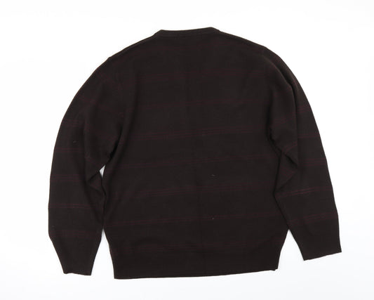 Marks and Spencer Mens Brown Striped  Pullover Jumper Size L