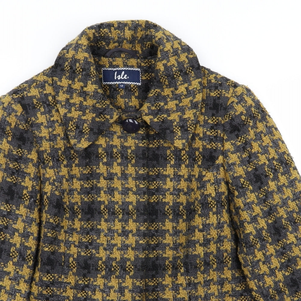 isle Womens Multicoloured Geometric  Jacket Coat Size 12