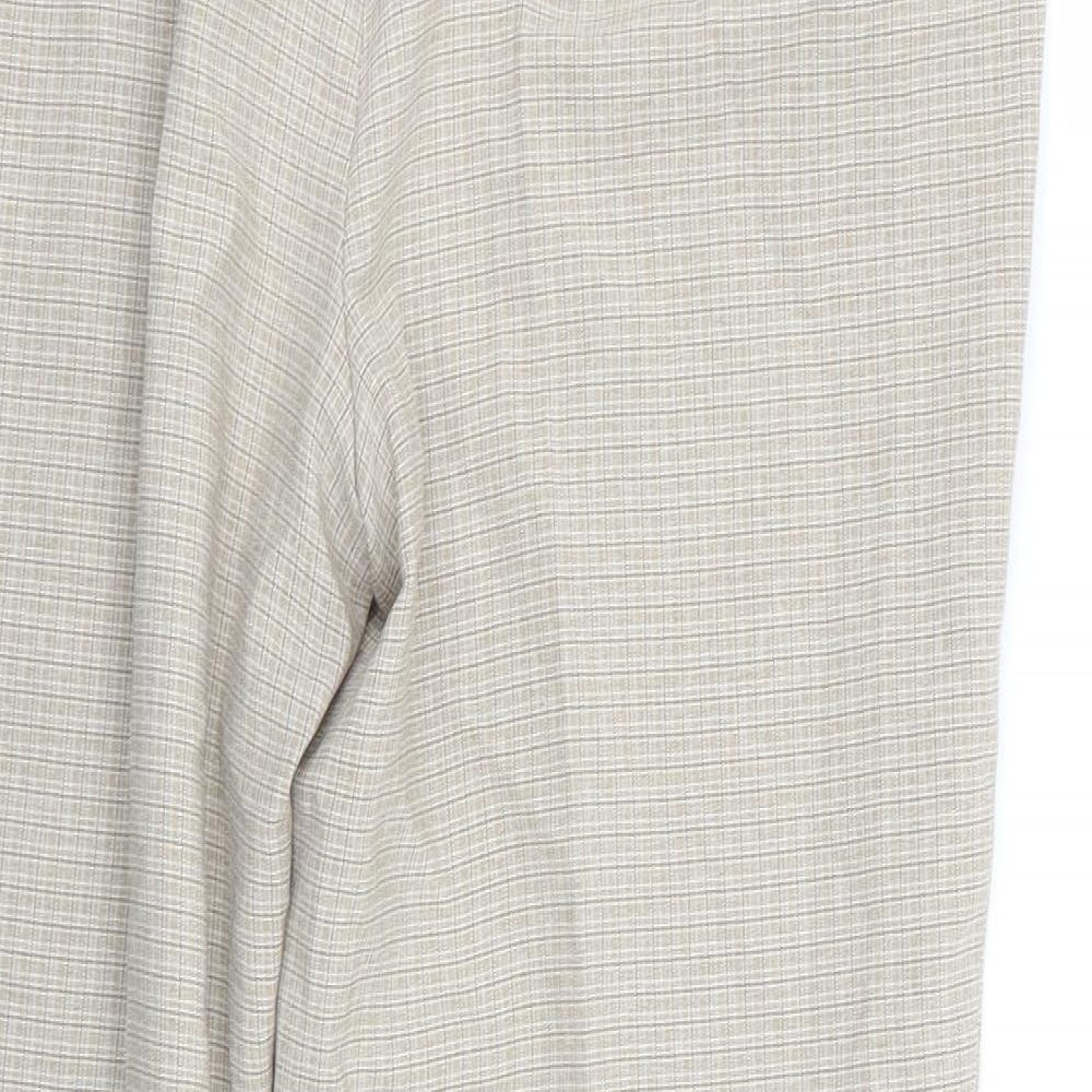 M&S Womens Beige Check  Trousers  Size 14 L25 in
