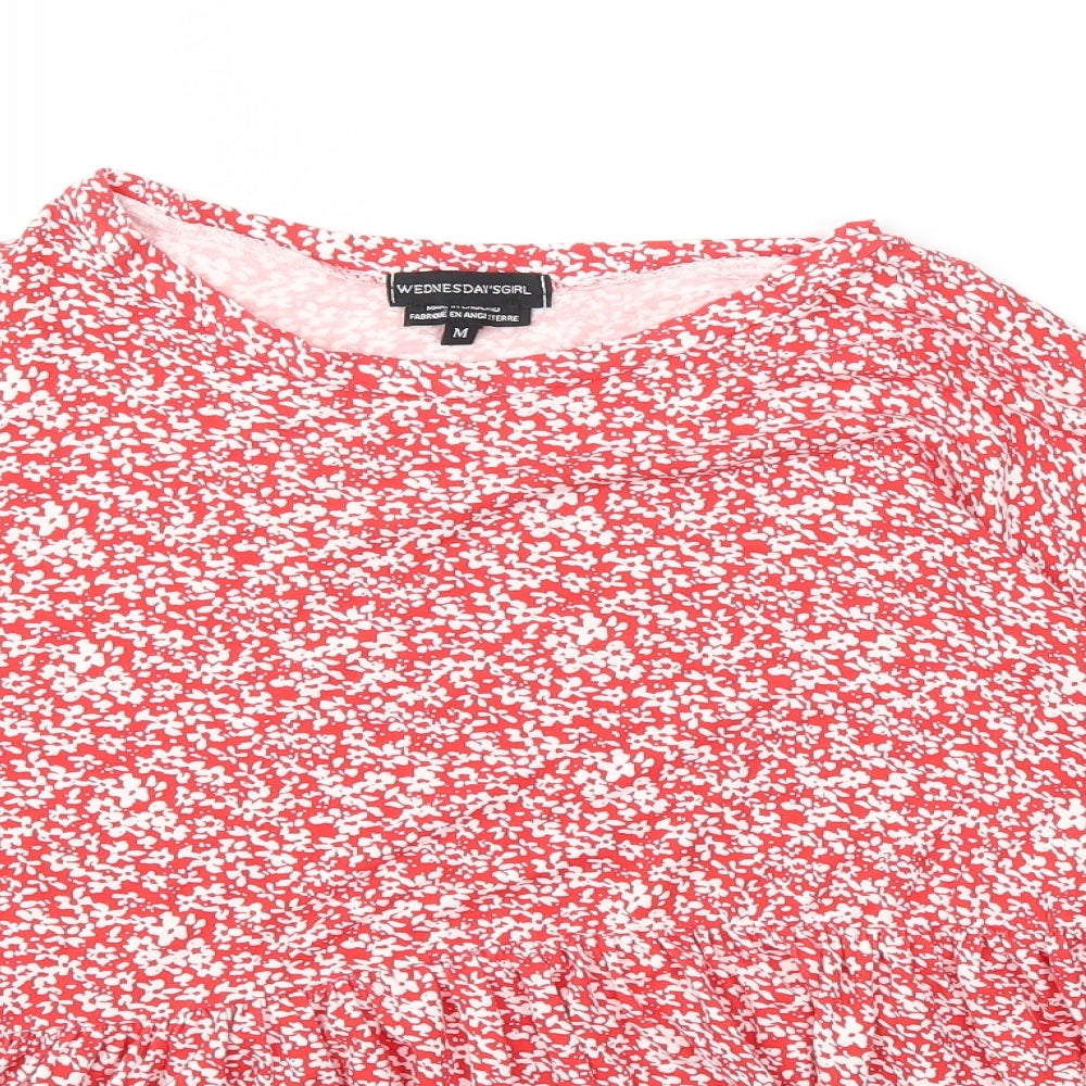 Wednesday's girl Womens Red Floral  Camisole T-Shirt Size M