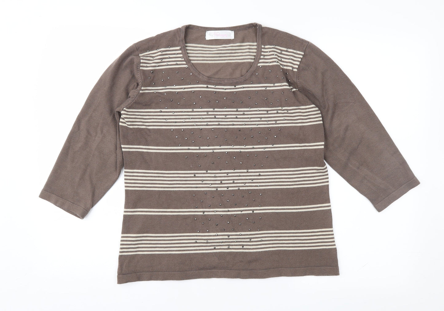 FABRIZIO GIANNI Womens Brown Striped  Pullover Jumper Size M