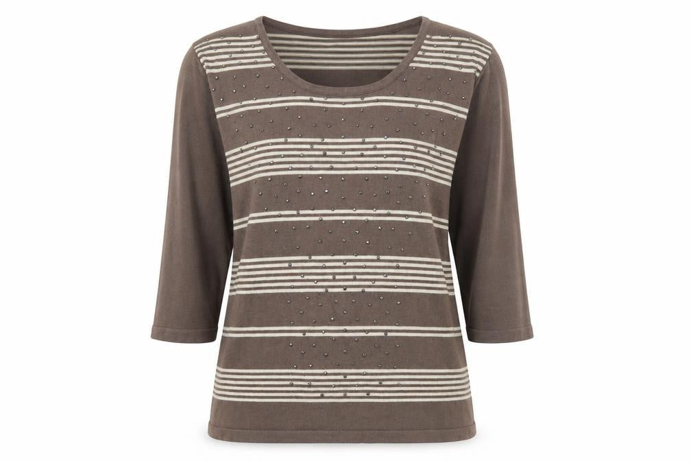 Fabrizio Womens Brown Striped  Pullover Jumper Size M