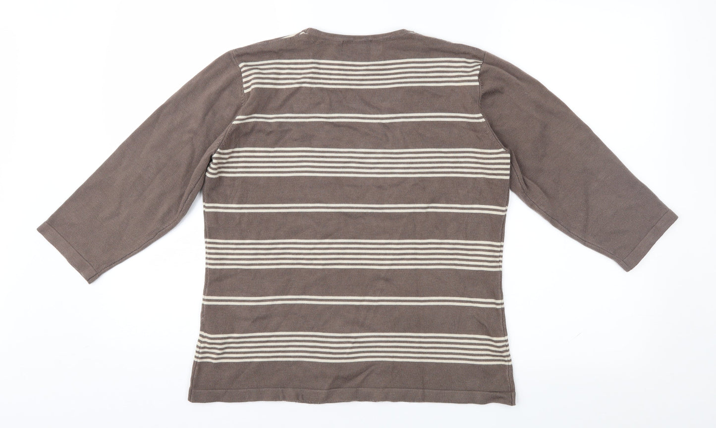 FABRIZIO GIANNI Womens Brown Striped  Pullover Jumper Size M