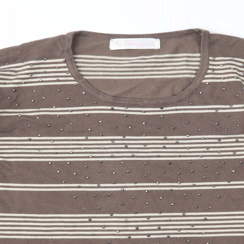 FABRIZIO GIANNI Womens Brown Striped  Pullover Jumper Size M
