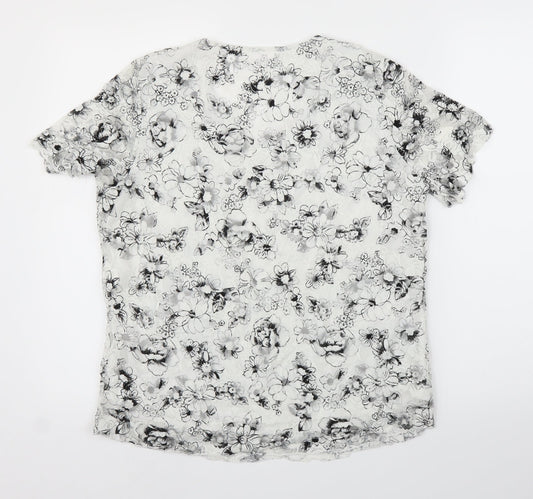 BM Womens White Floral  Basic Blouse Size M