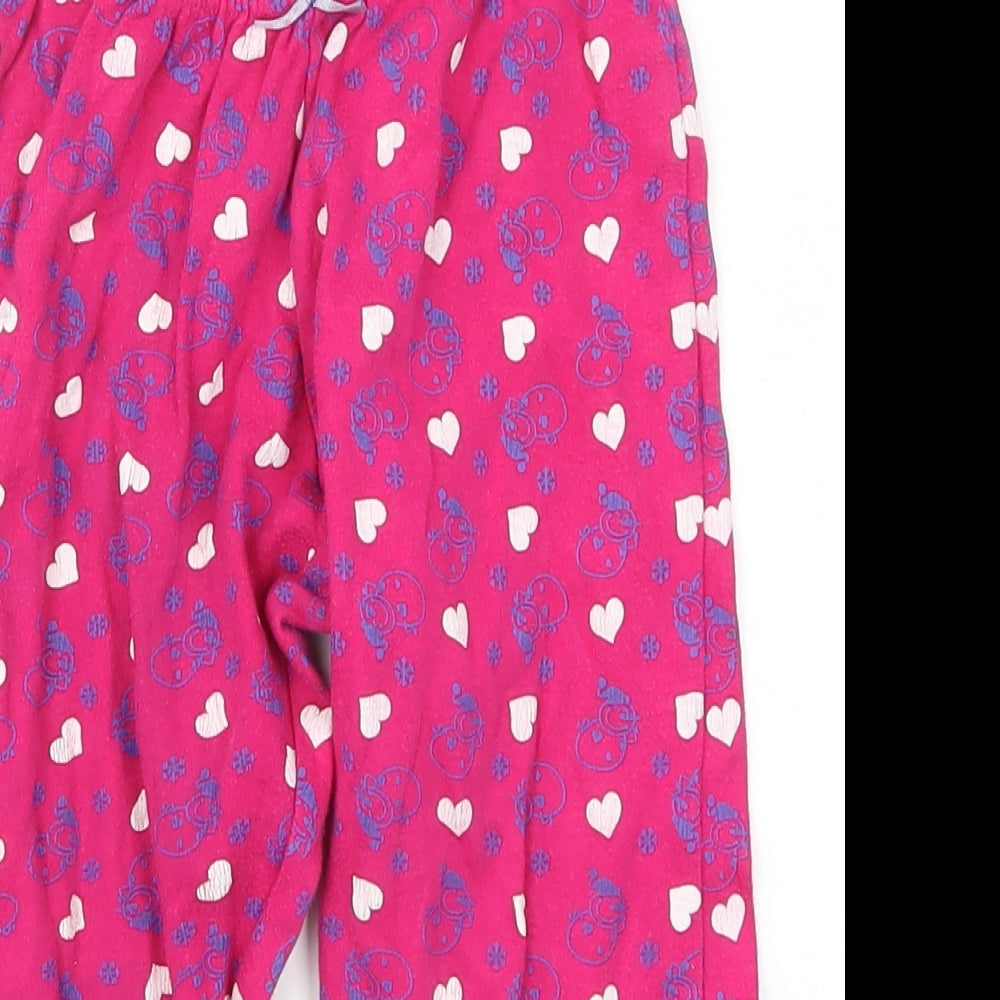 In Extenso Girls Pink Geometric  Sweatpants Trousers Size 3 Years - Snowman Loungewear