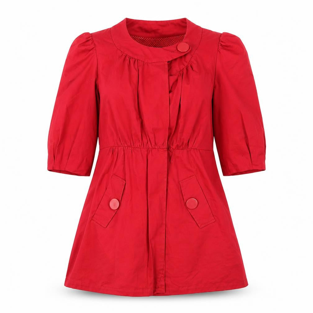 Front view of Atmosphere women’s red pea coat coat, size UK 12