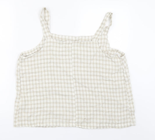 Papaya Womens Beige Check  Basic Blouse Size 18