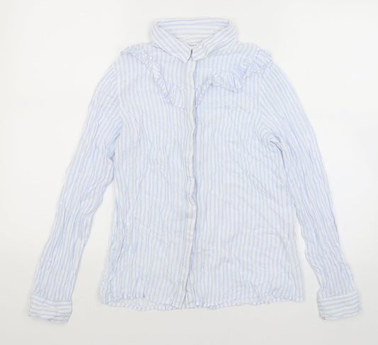 Pull & Bear Womens Blue Striped  Basic Button-Up Size M