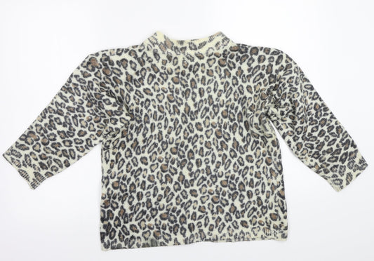 cote a cote Womens Ivory Animal Print  Pullover Jumper One Size