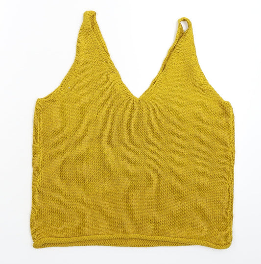 H&M Womens Yellow  Knit Pullover Jumper Size S