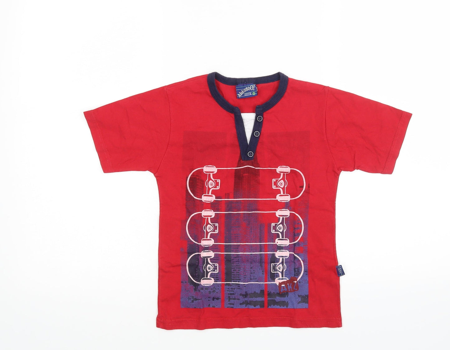 Alakazoo Boys Red  Jersey Basic T-Shirt Size 4 Years  - skateboard