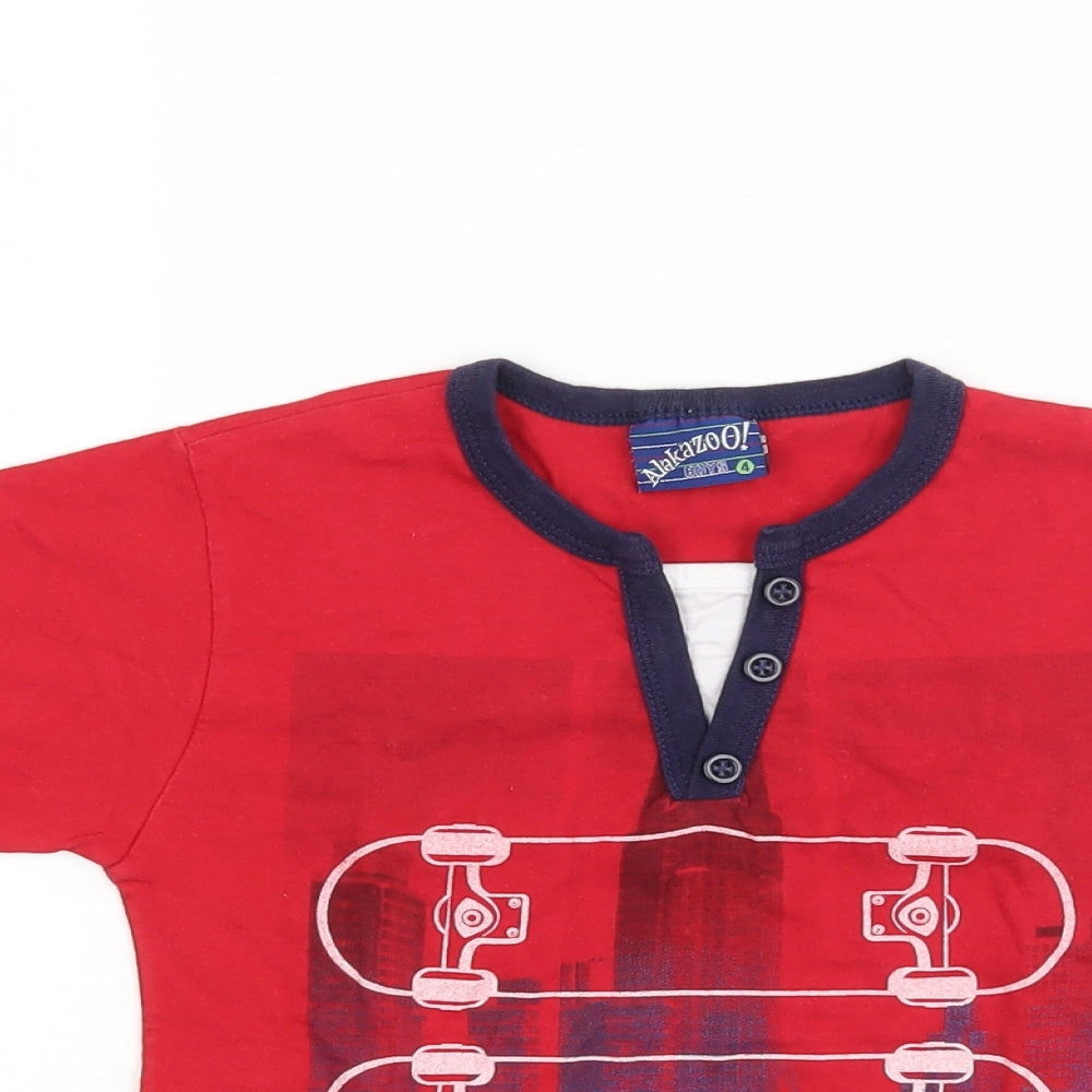 Alakazoo Boys Red  Jersey Basic T-Shirt Size 4 Years  - skateboard
