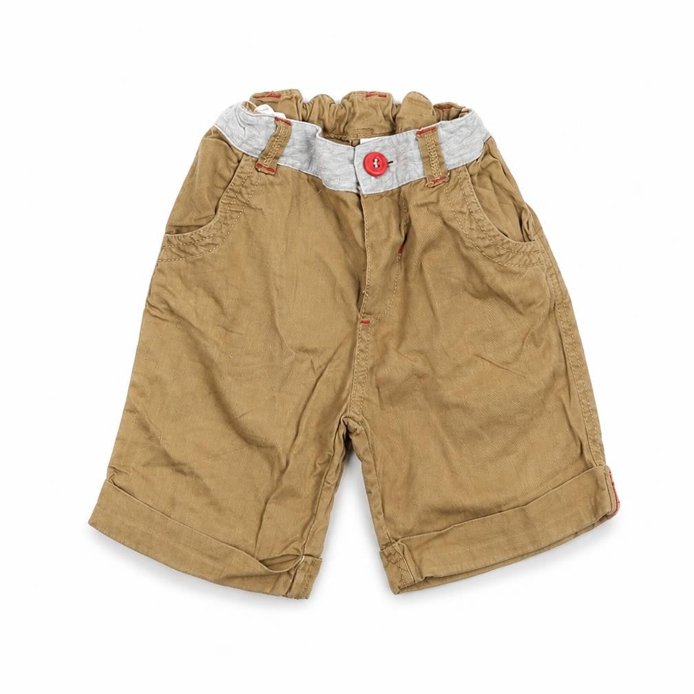 Front view of Mini Club Baby Brown Cropped Trousers, size 18-24, Months