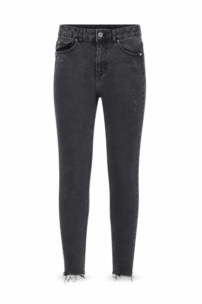Front view of Denim & Co. women’s black denim skinny jeans, size UK 10, 26-inch leg