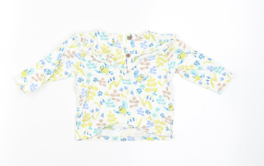 M&S Girls White Floral  Basic T-Shirt Size 0-3 Months