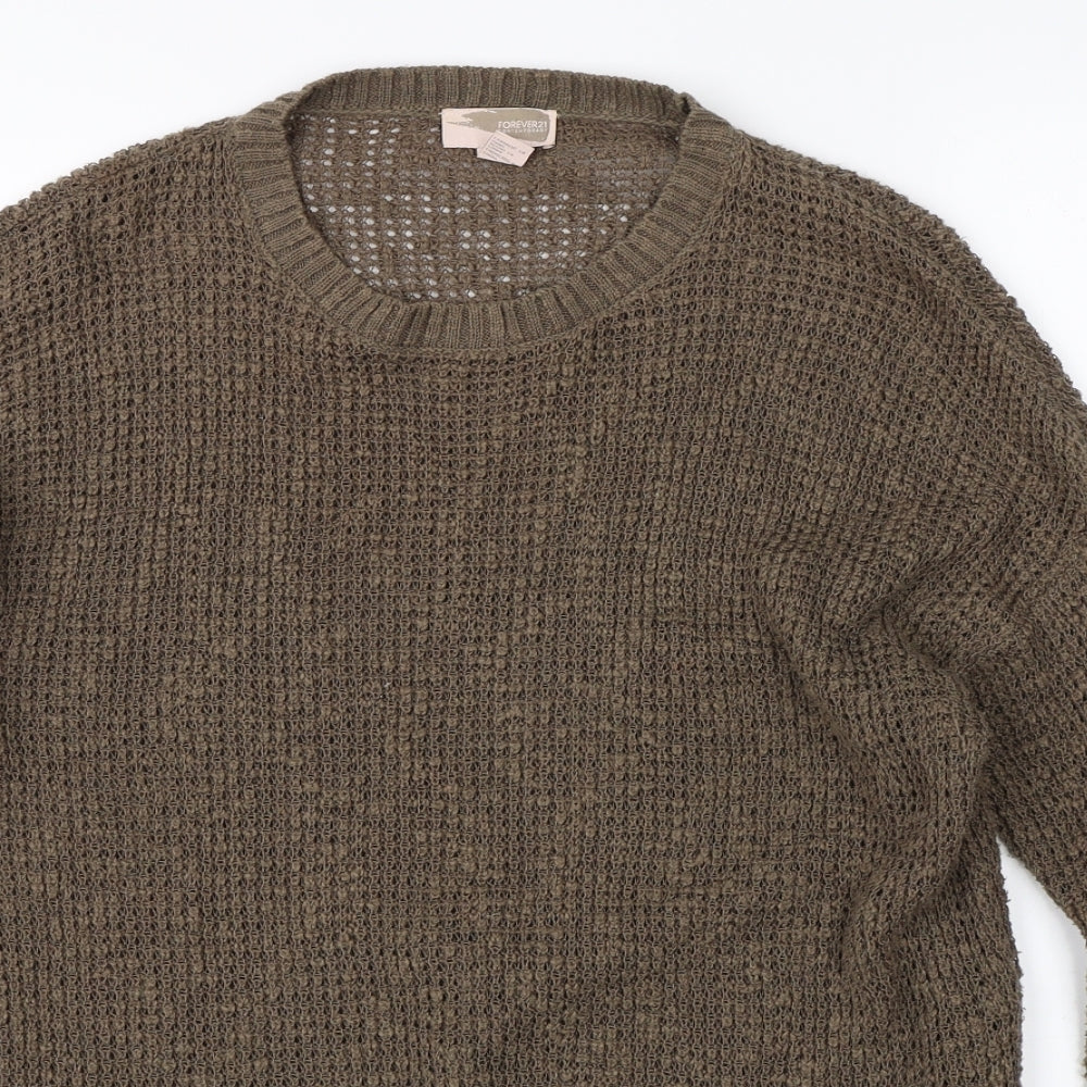 FOREVER 21 Womens Brown  Knit Pullover Jumper Size L