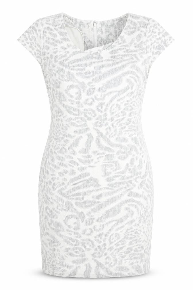 Womens Grey Animal Print  Pencil Dress  Size L