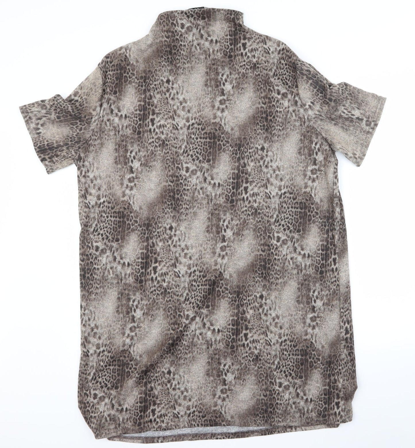 Select Womens Beige Animal Print  Basic T-Shirt Size 16