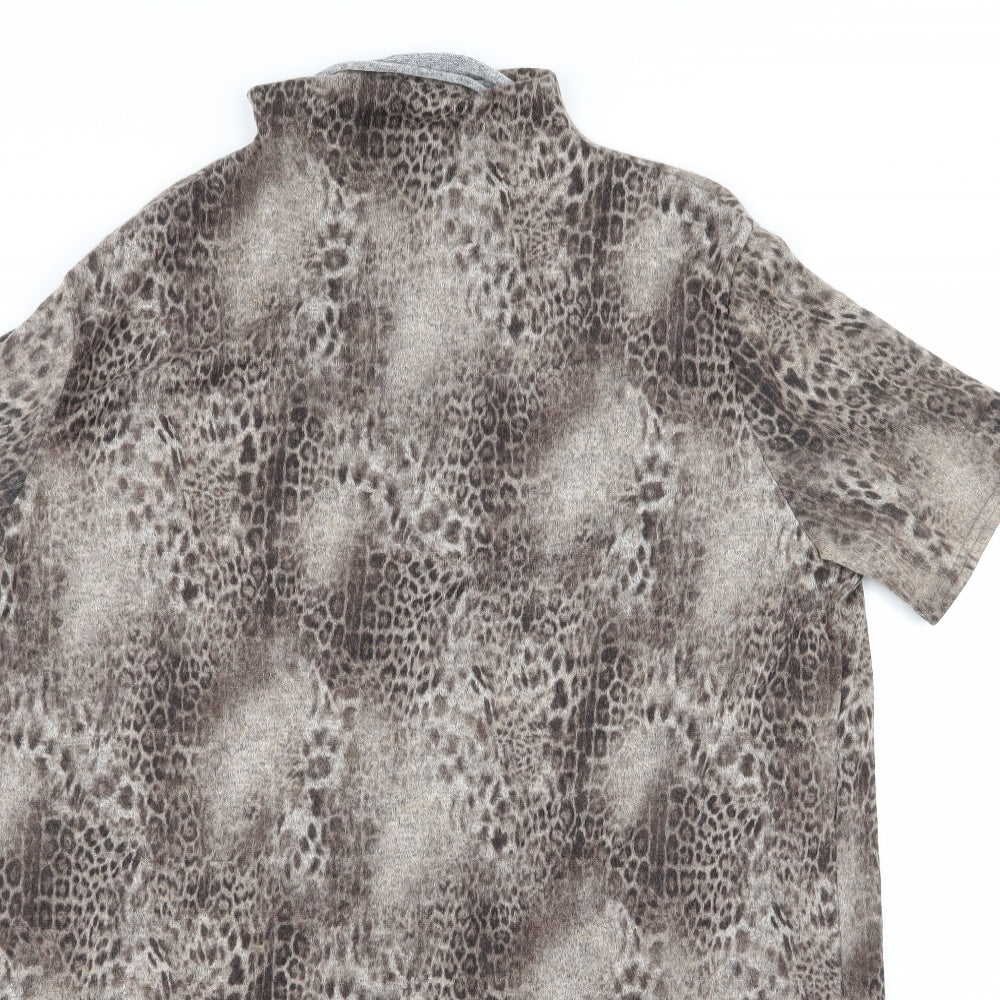 Select Womens Beige Animal Print  Basic T-Shirt Size 16