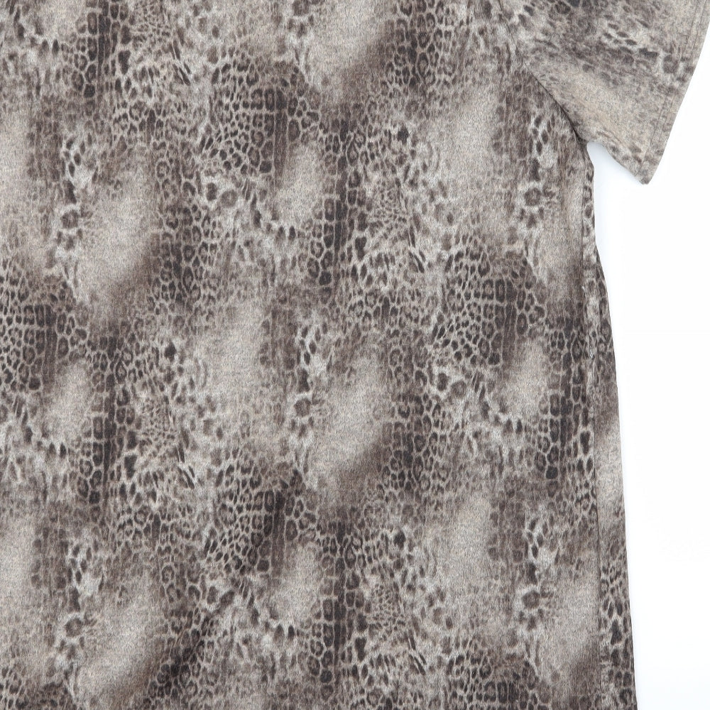 Select Womens Beige Animal Print  Basic T-Shirt Size 16