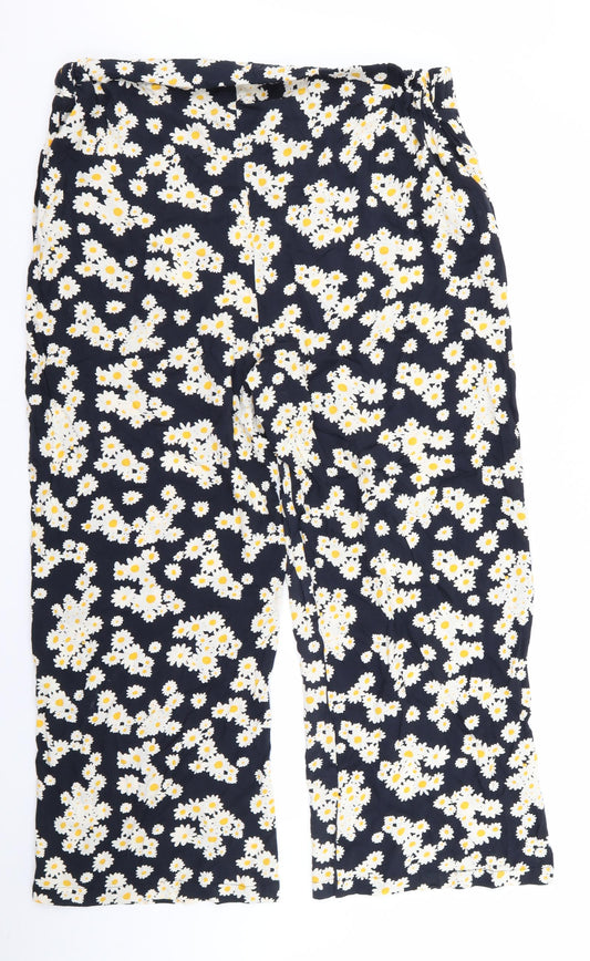 Preworn Womens Black Floral  Trousers  Size 38 L25 in