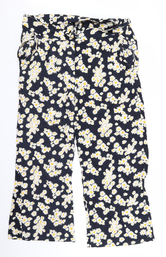 Preworn Womens Black Floral  Trousers  Size 38 L25 in
