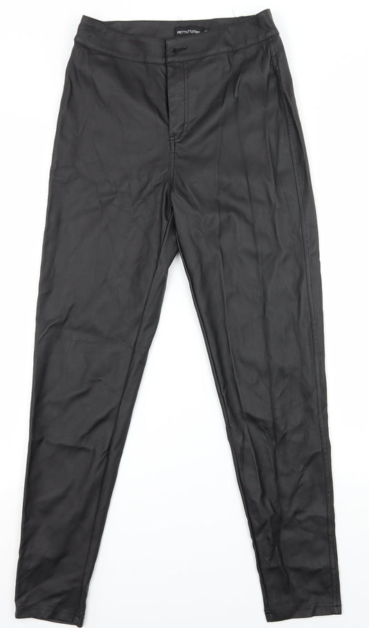 PRETTYLITTLETHING Womens Black    Trousers Size 8 L26 in
